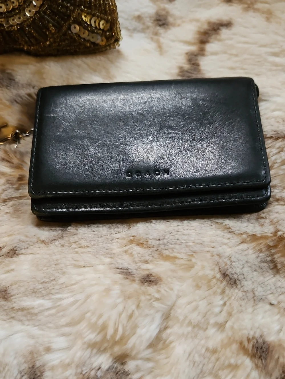 COACH Leather ID/Cards Wallet, Rich Black, UNISEX VTG/EUC